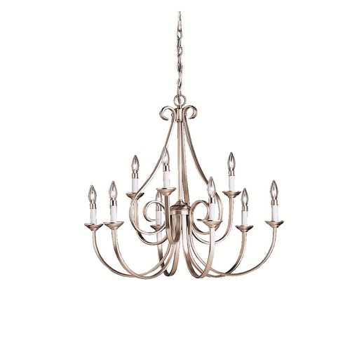 Kichler Dover 32in 9-Light Chandelier | Transitional Brushed Nickel Steel | Dining Room & Foyer | 32 x 29 in | Model 2031NI