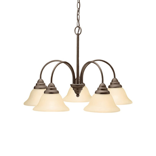 Kichler Telford 24in 5-Light Chandelier | Olde Bronze and Umber Etched Glass | Dining Room & Living Room | 24 x 17 in | Model 2076OZ