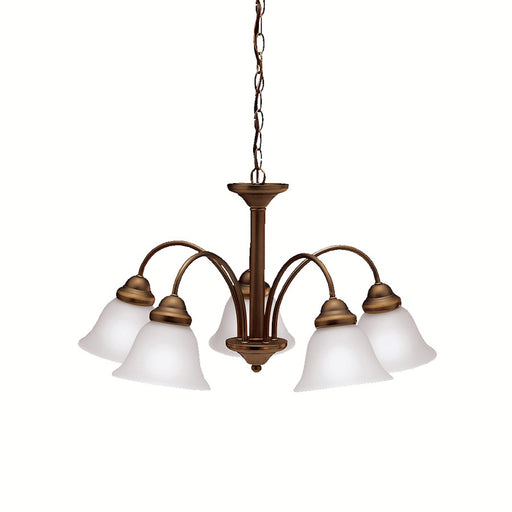 Kichler Wynberg 24in 5-Light Chandelier | Transitional Olde Bronze and Satin Etched Glass | Dining Room & Living Room | 24.5 x 13.75 in | Model 2093OZ