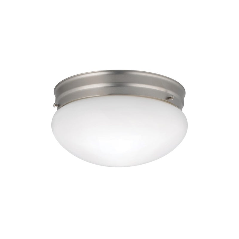 Kichler Ceiling Space 9in 2-Light Flush Mount | Utilitarian Brushed Nickel and White Glass | Hallway & Bathroom | 9 x 5 in | Model 209NI