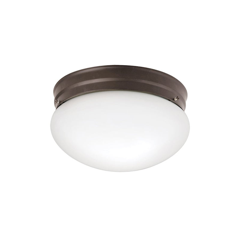 Kichler Ceiling Space 9in 2-Light Flush Mount | Utilitarian Olde Bronze and White Glass | Bedroom & Hallway | 9 x 5 in | Model 209OZ