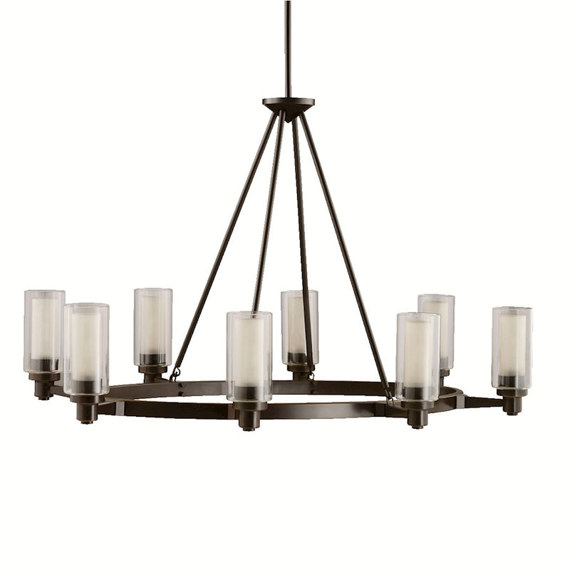 Kichler Circolo 8-Light Oval Chandelier | Contemporary Olde Bronze and Clear Umber-Etched Glass | Dining Room & Living Room | Model 2345OZ