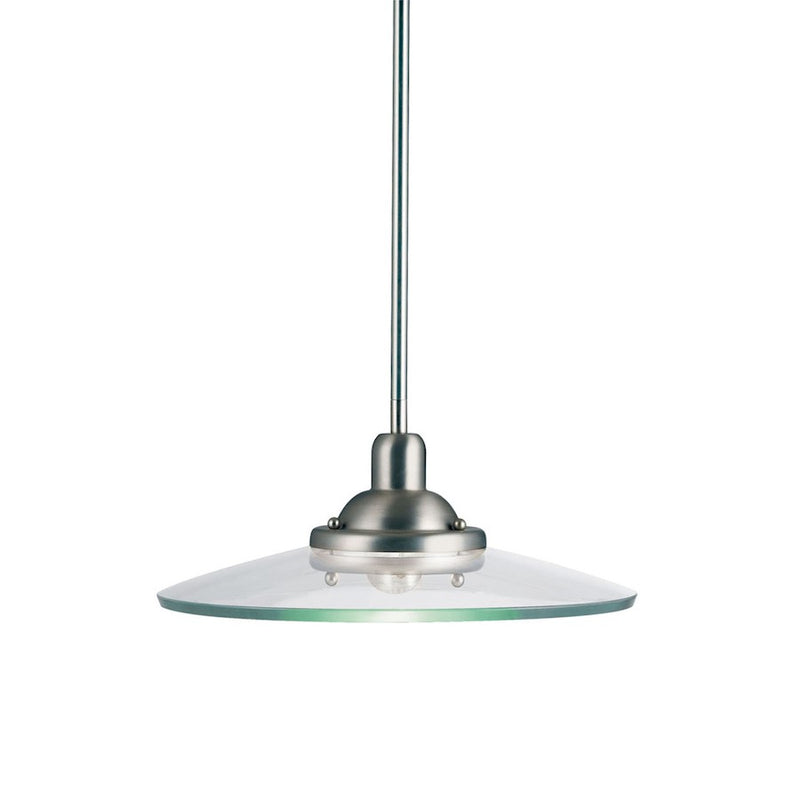 Kichler Galaxie 14in 1-Light Pendant | Contemporary Brushed Nickel and Clear Glass | Kitchen Island & Dining Room | 14 x 14 x 6 in | Model 2643NI