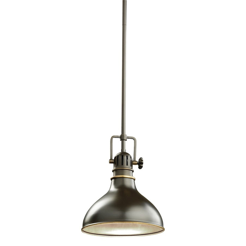 Kichler Hatteras Bay 8in 1-Light Mini Pendant | Industrial Olde Bronze Steel | Kitchen Island & Dining Room | 8 x 10.25 x 48 in | Model 2664OZ