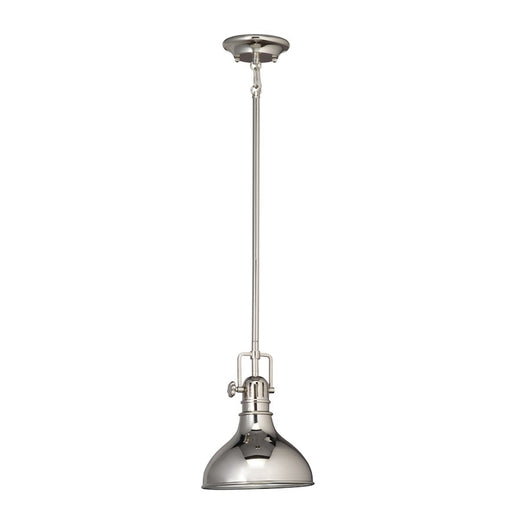 Kichler Hatteras Bay Mini Pendant 1-Light | Polished Nickel Steel | Kitchen Island & Dining Room | 8 x 10.25 in, Dry Rated | Model 2664PN