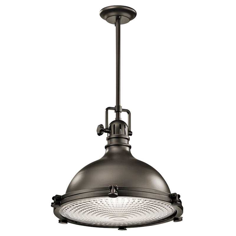 Kichler Hatteras Bay 18in 1-Light Pendant | Transitional Olde Bronze Metal and Fresnel Lens | Kitchen Island & Dining Room | Model 2682OZ