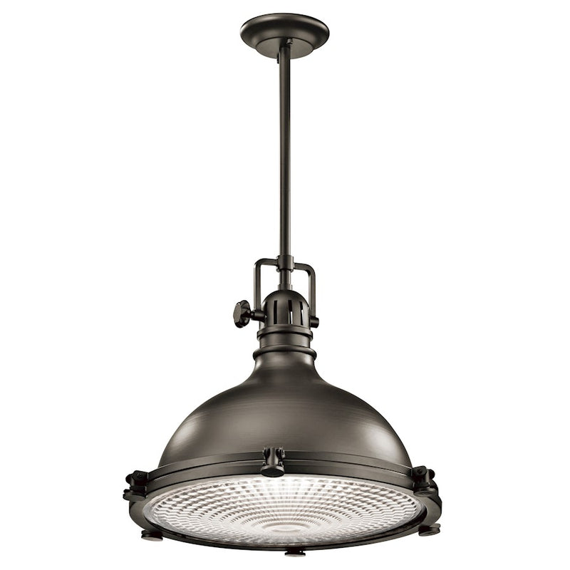 Kichler Hatteras Bay 24in 1-Light Pendant | Transitional Olde Bronze and Clear Fresnel Lens | Kitchen Island | 24 x 20 in | Model 2691OZ
