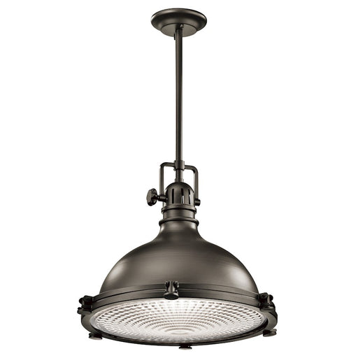 Kichler Hatteras Bay 24in 1-Light Pendant | Transitional Olde Bronze and Clear Fresnel Lens | Kitchen Island | 24 x 20 in | Model 2691OZ