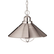Kichler Seaside 16in 1-Light Outdoor Pendant | Brushed Nickel Steel | Covered Patios & Porches | 16 x 13 in | Model 2713NI