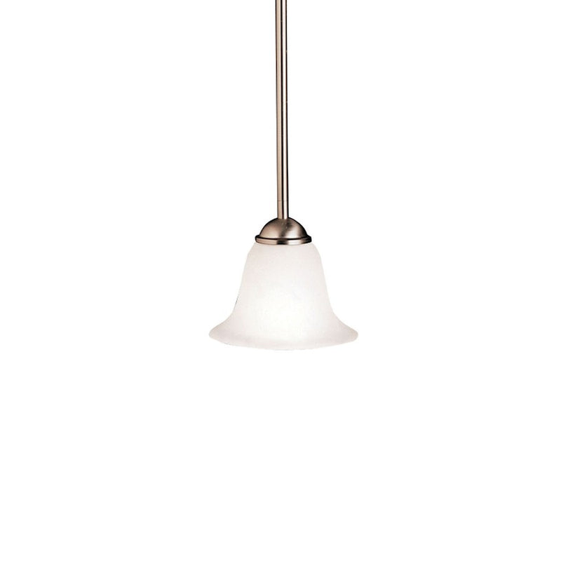 Kichler Dover 6in 1-Light Mini Pendant | Transitional Brushed Nickel and Etched Seeded Glass | Kitchen Island & Dining Room | 6 x 6 in | Model 2771NI