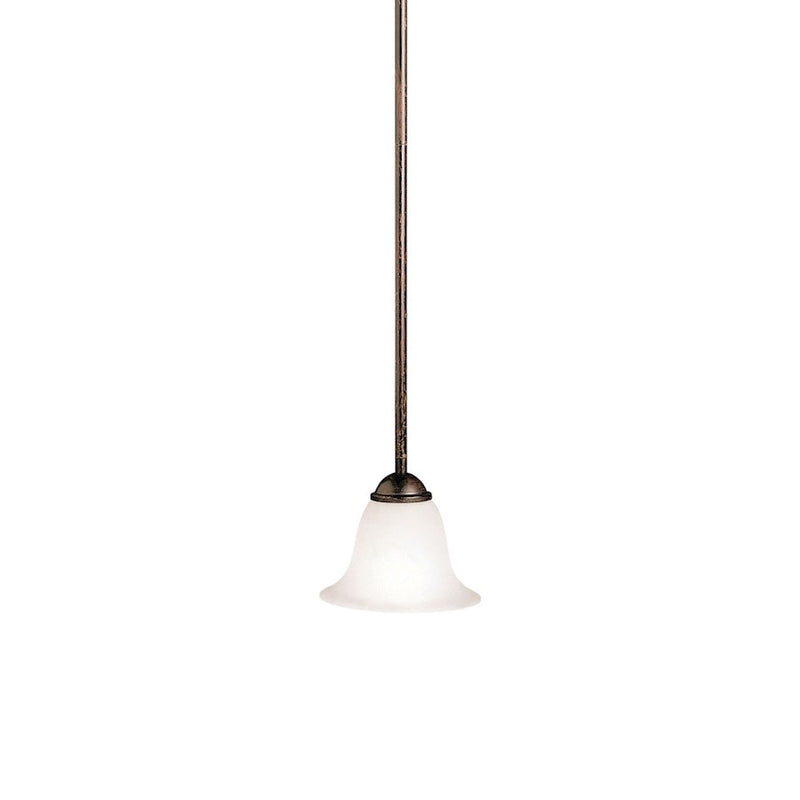 Kichler Dover 6in 1-Light Mini Pendant | Transitional Tannery Bronze and Etched Seeded Glass | Kitchen Island & Breakfast Nook | Model 2771TZ