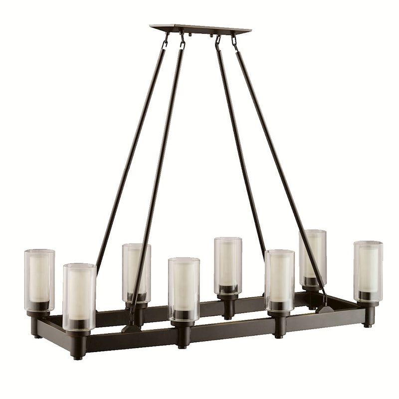 Kichler Circolo 36in 8-Light Chandelier | Olde Bronze and Clear Glass with Umber Etched Center | Dining Room & Living Room | Model 2943OZ