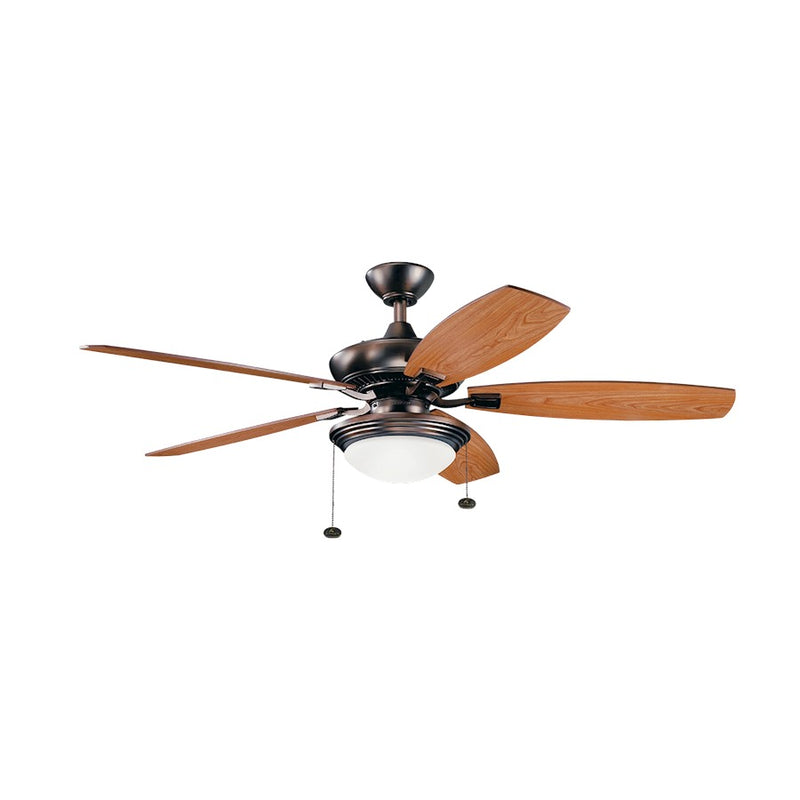 Kichler Canfield Select 52in LED Ceiling Fan | Industrial Oil Brushed Bronze and Cherry/Walnut Blades | Living Room & Bedroom | Model 300026OBB