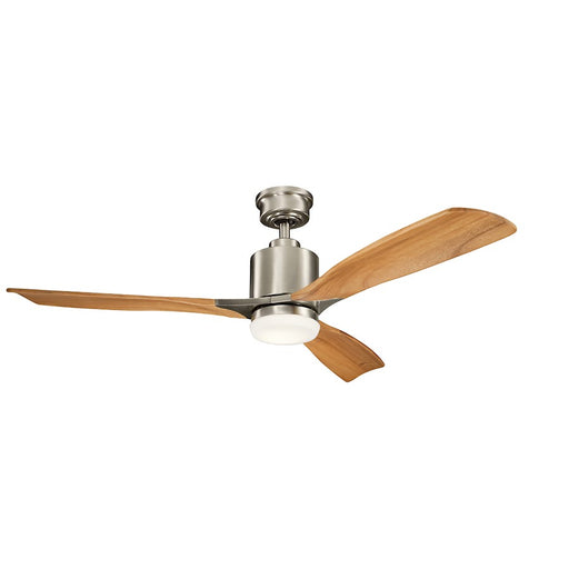 Kichler Ridley II 52" Fan LED, Brsh SS, Etch Opal, Med Oak