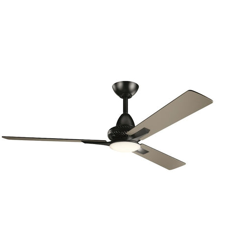 Kichler Kosmus 52in LED Ceiling Fan | Contemporary Satin Black Steel | Living Room & Bedroom | 52 x 52 x 15 in, 3-Speed | Model 300031SBK