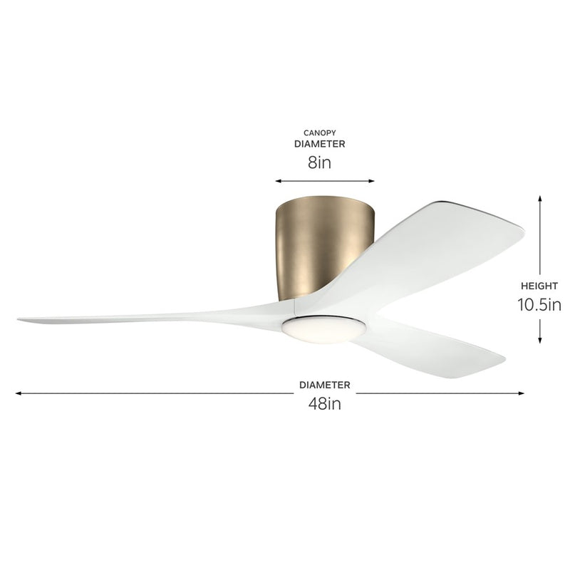 Kichler Volos 48" Ceiling Fan, Champagne Bronze/Matte White