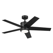 Kichler Brahm 48in Ceiling Fan | Satin Black and Etched Cased Opal Glass | Living Room & Bedroom | 48in Blade Span, 15.5in H | Model 300048SBK
