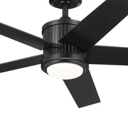 Kichler Brahm 48in Ceiling Fan | Satin Black and Etched Cased Opal Glass | Living Room & Bedroom | 48in Blade Span, 15.5in H | Model 300048SBK