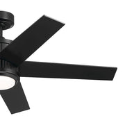Kichler Brahm 48in Ceiling Fan | Satin Black and Etched Cased Opal Glass | Living Room & Bedroom | 48in Blade Span, 15.5in H | Model 300048SBK