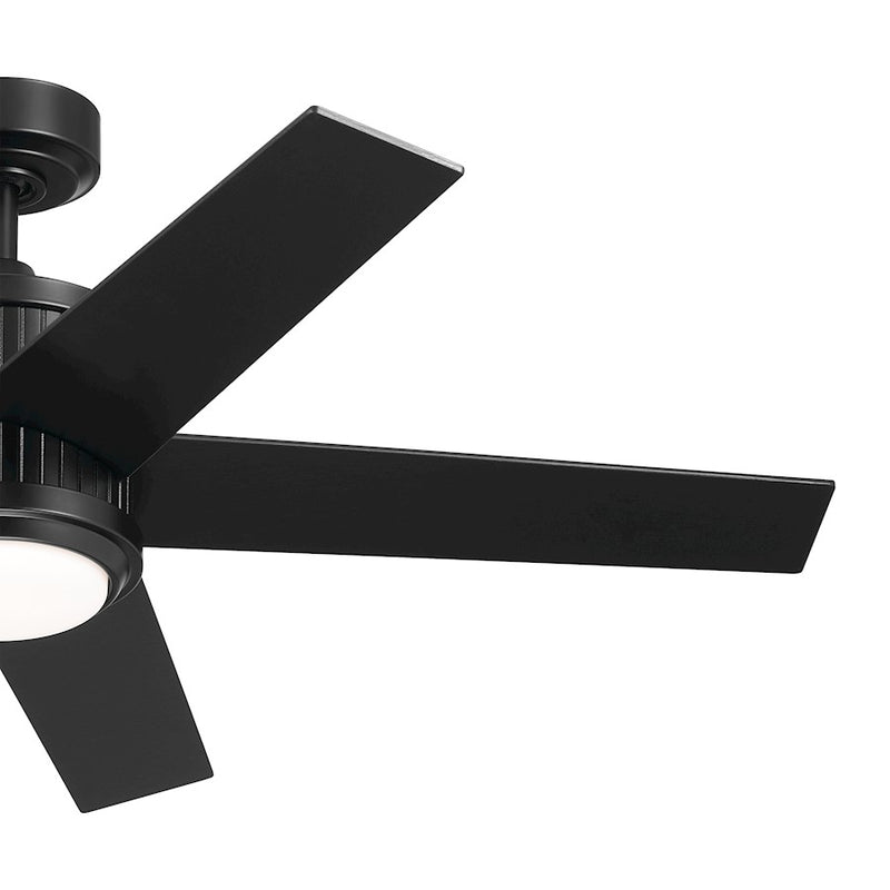 Kichler Brahm 48in Ceiling Fan | Satin Black and Etched Cased Opal Glass | Living Room & Bedroom | 48in Blade Span, 15.5in H | Model 300048SBK