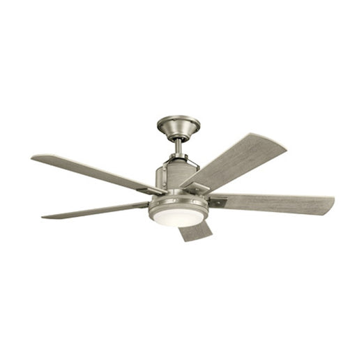 Kichler Colerne 52in Ceiling Fan | Brushed Nickel and Weathered White Blades | Living Room & Bedroom | 17 in H, Light Kit Included | Model 300052NI