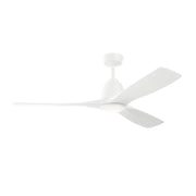 Kichler Volos II 54in 3-Blade Ceiling Fan | Matte White Steel and White Blades | Living Room & Bedroom | 1742 Lumens, 3000K | Model 300054-MWH