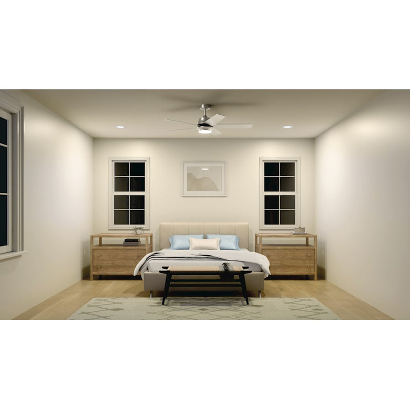 Kichler Maeve 52in LED Ceiling Fan | Scandinavian Satin Black Steel | Living Room & Bedroom | 15in H, Integrated 17W LED | Model 300059SBK