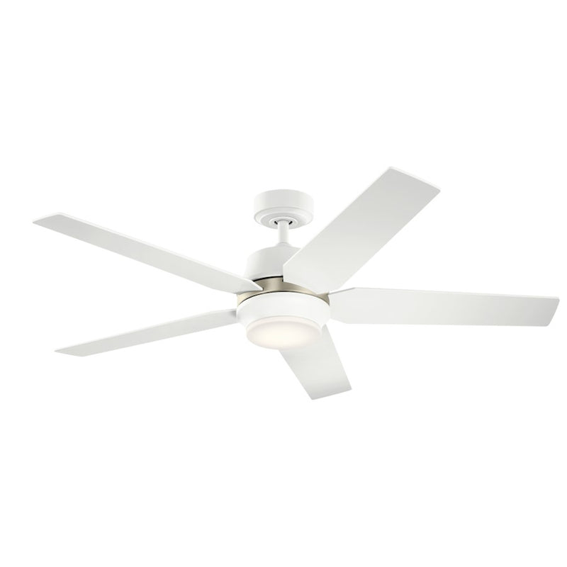 Kichler Maeve 52in LED Ceiling Fan | Scandinavian Satin Black Steel | Living Room & Bedroom | 15in H, Integrated 17W LED | Model 300059SBK