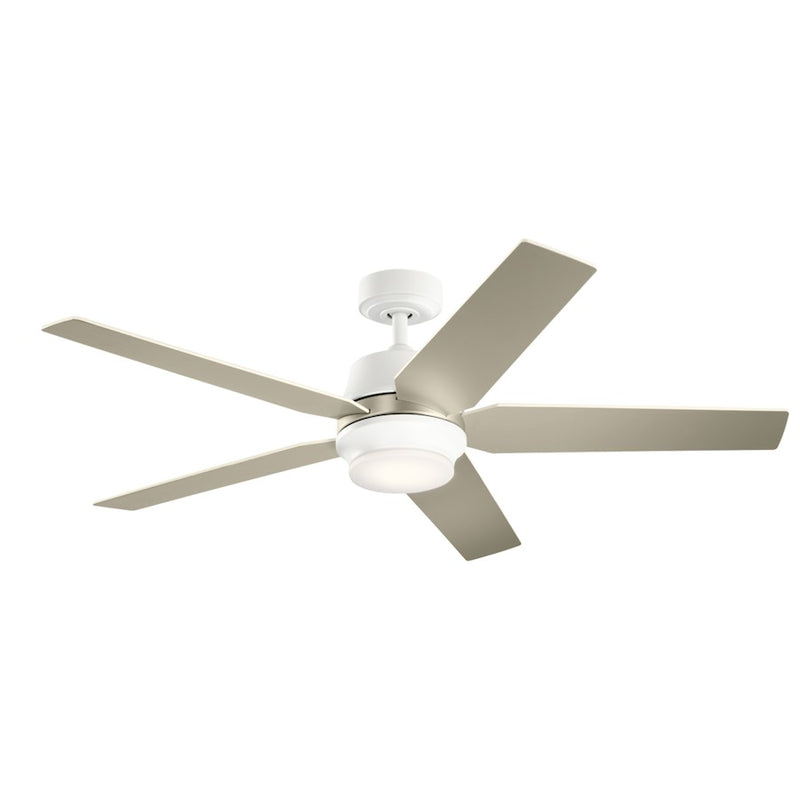 Kichler Maeve 52in LED Ceiling Fan | Scandinavian Satin Black Steel | Living Room & Bedroom | 15in H, Integrated 17W LED | Model 300059SBK