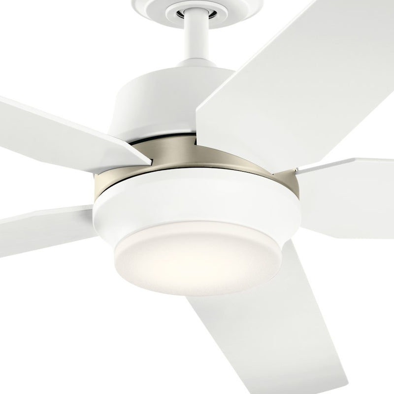 Kichler Maeve 52in LED Ceiling Fan | Scandinavian Satin Black Steel | Living Room & Bedroom | 15in H, Integrated 17W LED | Model 300059SBK