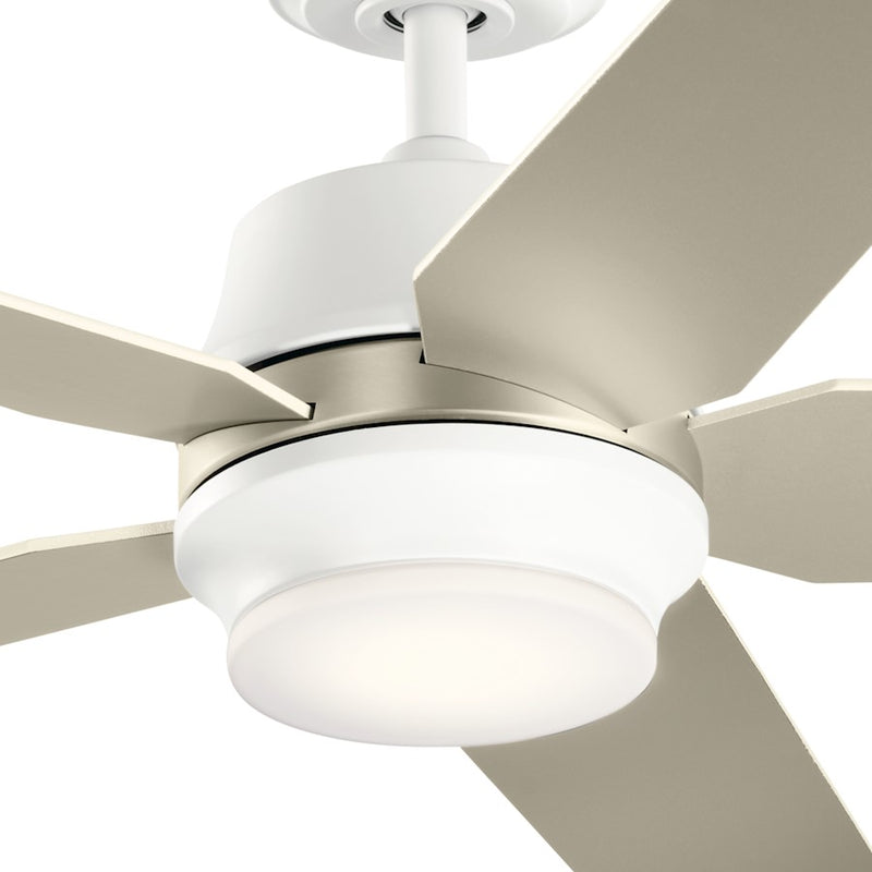 Kichler Maeve 52in LED Ceiling Fan | Scandinavian Satin Black Steel | Living Room & Bedroom | 15in H, Integrated 17W LED | Model 300059SBK
