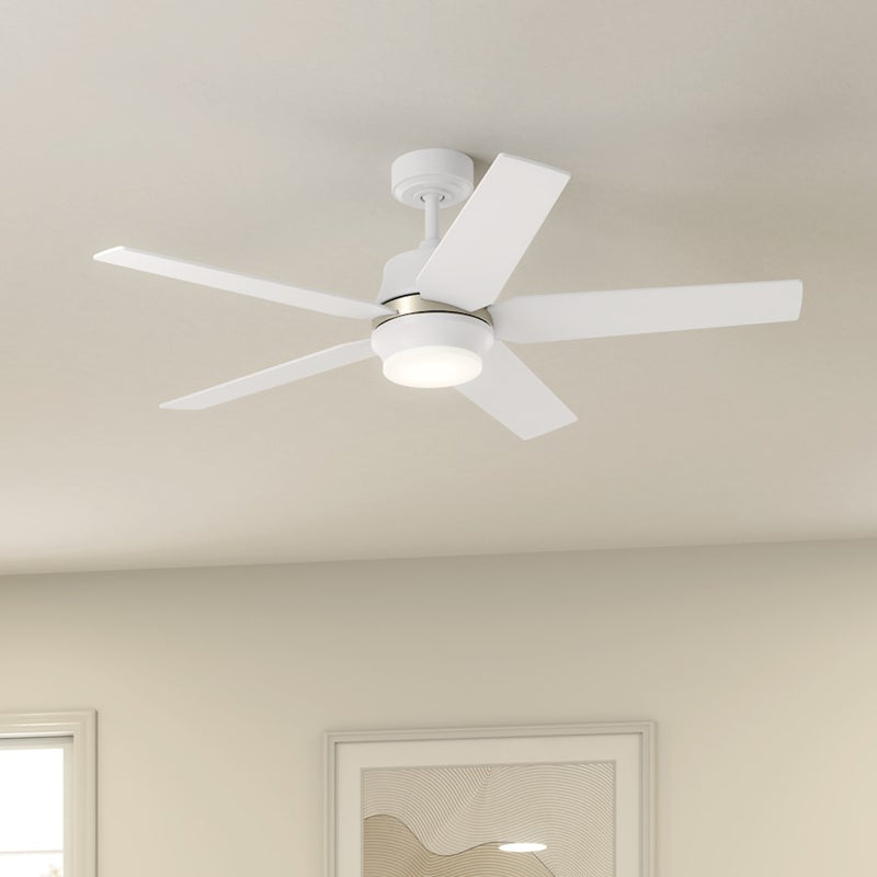 Kichler Maeve 52in LED Ceiling Fan | Scandinavian Satin Black Steel | Living Room & Bedroom | 15in H, Integrated 17W LED | Model 300059SBK