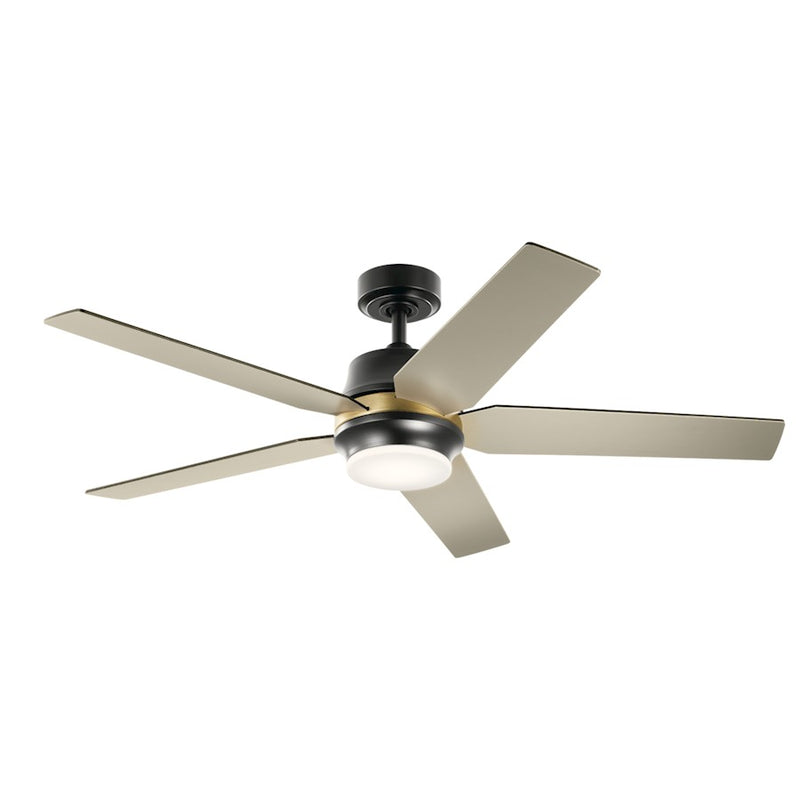 Kichler Maeve 52in LED Ceiling Fan | Scandinavian Satin Black Steel | Living Room & Bedroom | 15in H, Integrated 17W LED | Model 300059SBK