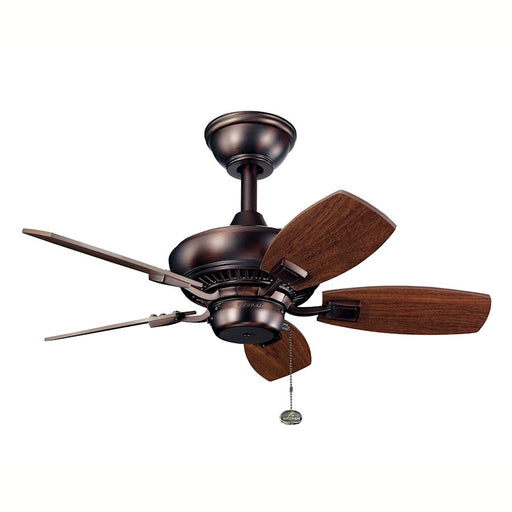 Kichler Canfield 30in Ceiling Fan | Traditional Oil Brushed Bronze and Cherry/Walnut Blades | Bedroom & Living Room | Model 300103OBB