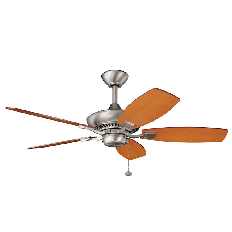 Kichler Canfield 44in Ceiling Fan | Brushed Nickel Steel and Reversible Cherry/Walnut Blades | Bedroom & Living Room | 44 x 14 in | Model 300107NI