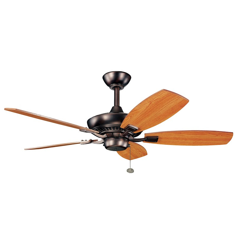 Kichler Canfield 44in Ceiling Fan | Traditional Oil Brushed Bronze with Cherry/Walnut Reversible Blades | Living Room & Bedroom | Model 300107OBB