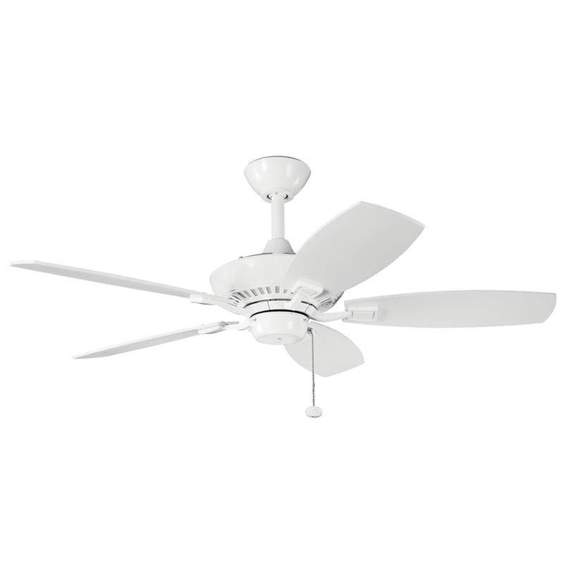 Kichler Canfield 44in Ceiling Fan | Traditional White Steel and White Blades | Bedroom & Living Room | 44 x 44 x 14 in | Model 300107WH