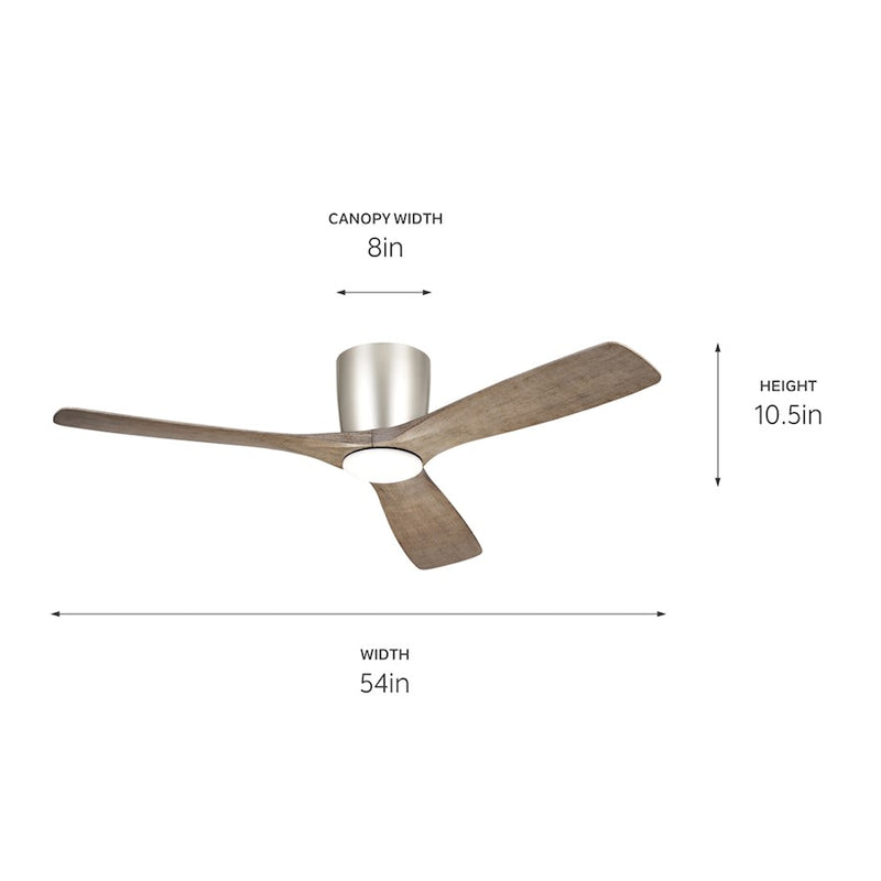 Kichler Volos 54in Ceiling Fan | Matte White with Integrated LED | Living Room & Bedroom | 48 x 10.4 in | Model 300154MWH
