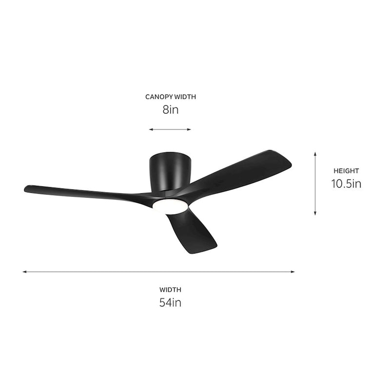 Kichler Volos 54in Ceiling Fan | Matte White with Integrated LED | Living Room & Bedroom | 48 x 10.4 in | Model 300154MWH