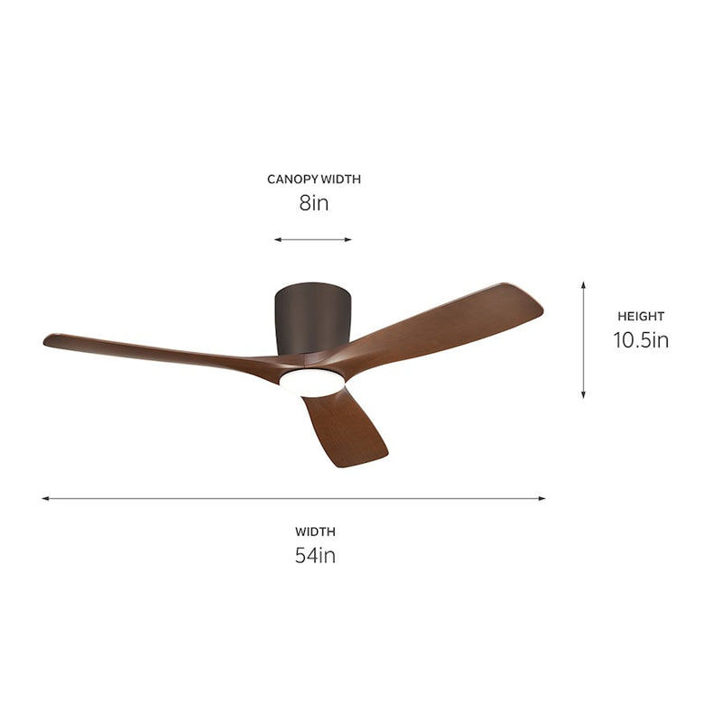 Kichler Volos 54in Ceiling Fan | Matte White with Integrated LED | Living Room & Bedroom | 48 x 10.4 in | Model 300154MWH
