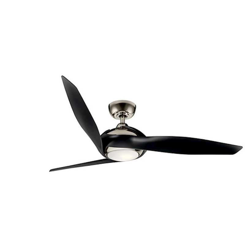 Kichler Zenith 60in LED Ceiling Fan | Satin Black Steel and Silver Blades | Large Living Room & Great Room | 60 x 60 x 14 in | Model 300200SBK