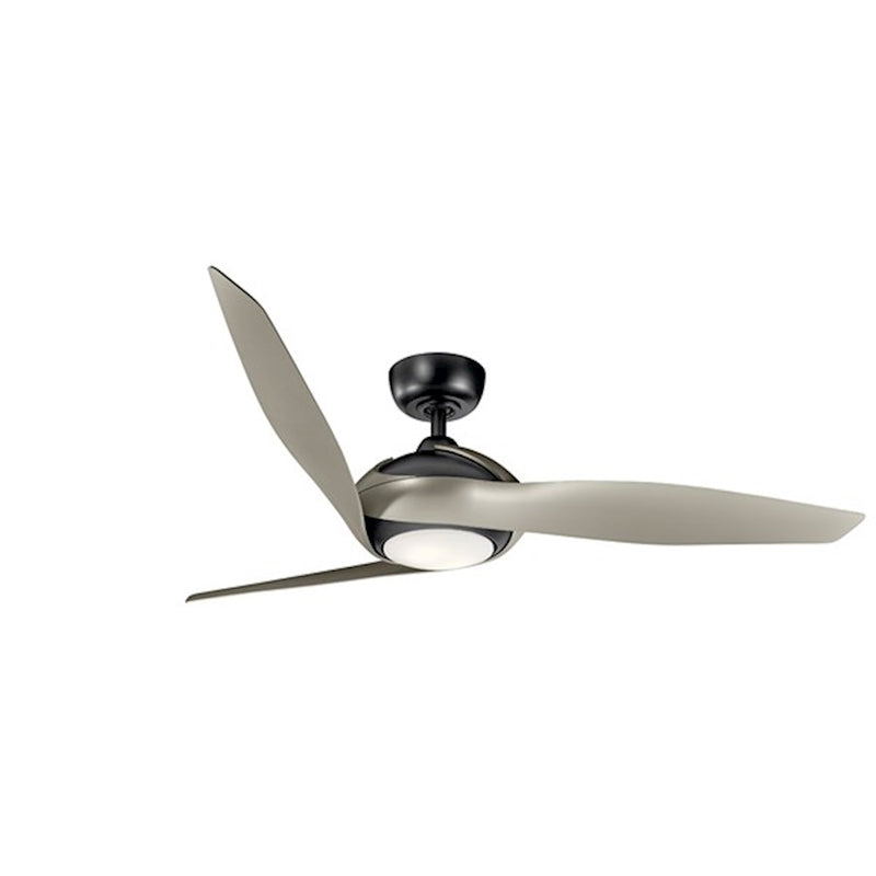 Kichler Zenith 60in LED Ceiling Fan | Satin Black Steel and Silver Blades | Large Living Room & Great Room | 60 x 60 x 14 in | Model 300200SBK