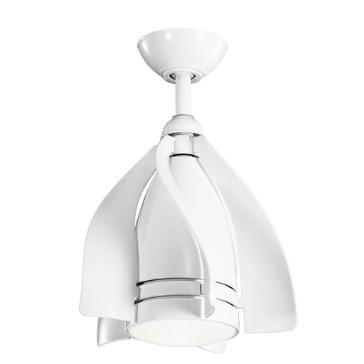 Kichler Terna 15in LED Ceiling Fan | Contemporary White and Etch Opal | Kitchen Island & Small Dining Nook | 15 x 19.75 in | Model 300230WH