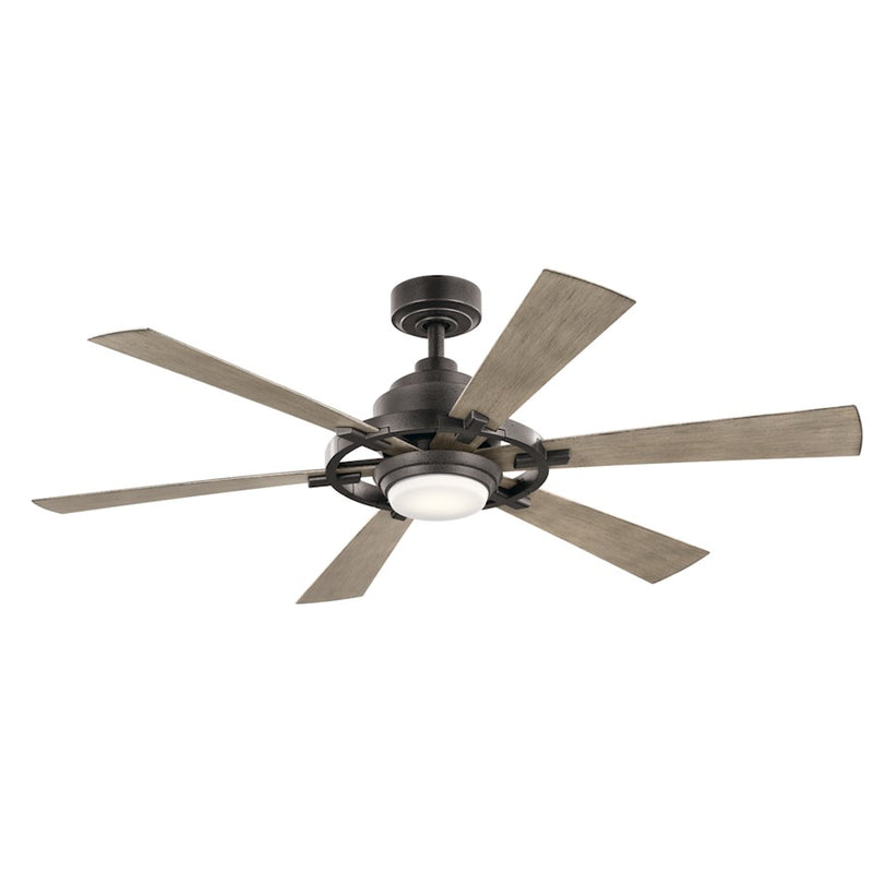 Kichler Iras 52in LED Ceiling Fan | Farmhouse Weathered Zinc Steel | Living Room & Bedroom | 52in Blade Span, 14in H | Model 300241WZC