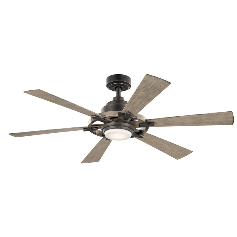 Kichler Iras 52in LED Ceiling Fan | Farmhouse Weathered Zinc Steel | Living Room & Bedroom | 52in Blade Span, 14in H | Model 300241WZC