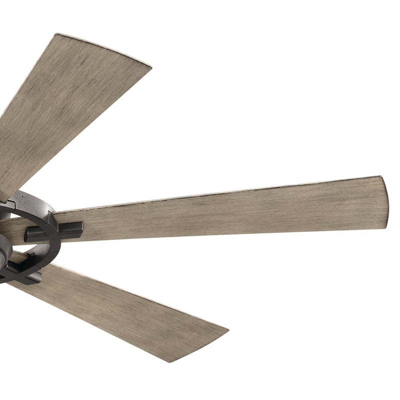 Kichler Iras 52in LED Ceiling Fan | Farmhouse Weathered Zinc Steel | Living Room & Bedroom | 52in Blade Span, 14in H | Model 300241WZC
