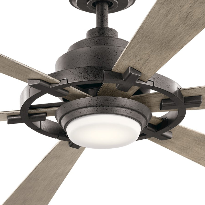 Kichler Iras 52in LED Ceiling Fan | Farmhouse Weathered Zinc Steel | Living Room & Bedroom | 52in Blade Span, 14in H | Model 300241WZC