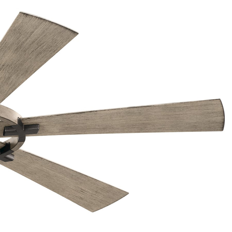 Kichler Iras 52in LED Ceiling Fan | Farmhouse Weathered Zinc Steel | Living Room & Bedroom | 52in Blade Span, 14in H | Model 300241WZC