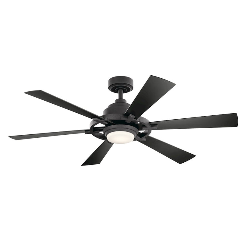 Kichler Iras 52in LED Ceiling Fan | Farmhouse Weathered Zinc Steel | Living Room & Bedroom | 52in Blade Span, 14in H | Model 300241WZC