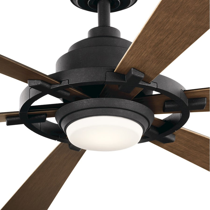 Kichler Iras 52in LED Ceiling Fan | Farmhouse Weathered Zinc Steel | Living Room & Bedroom | 52in Blade Span, 14in H | Model 300241WZC